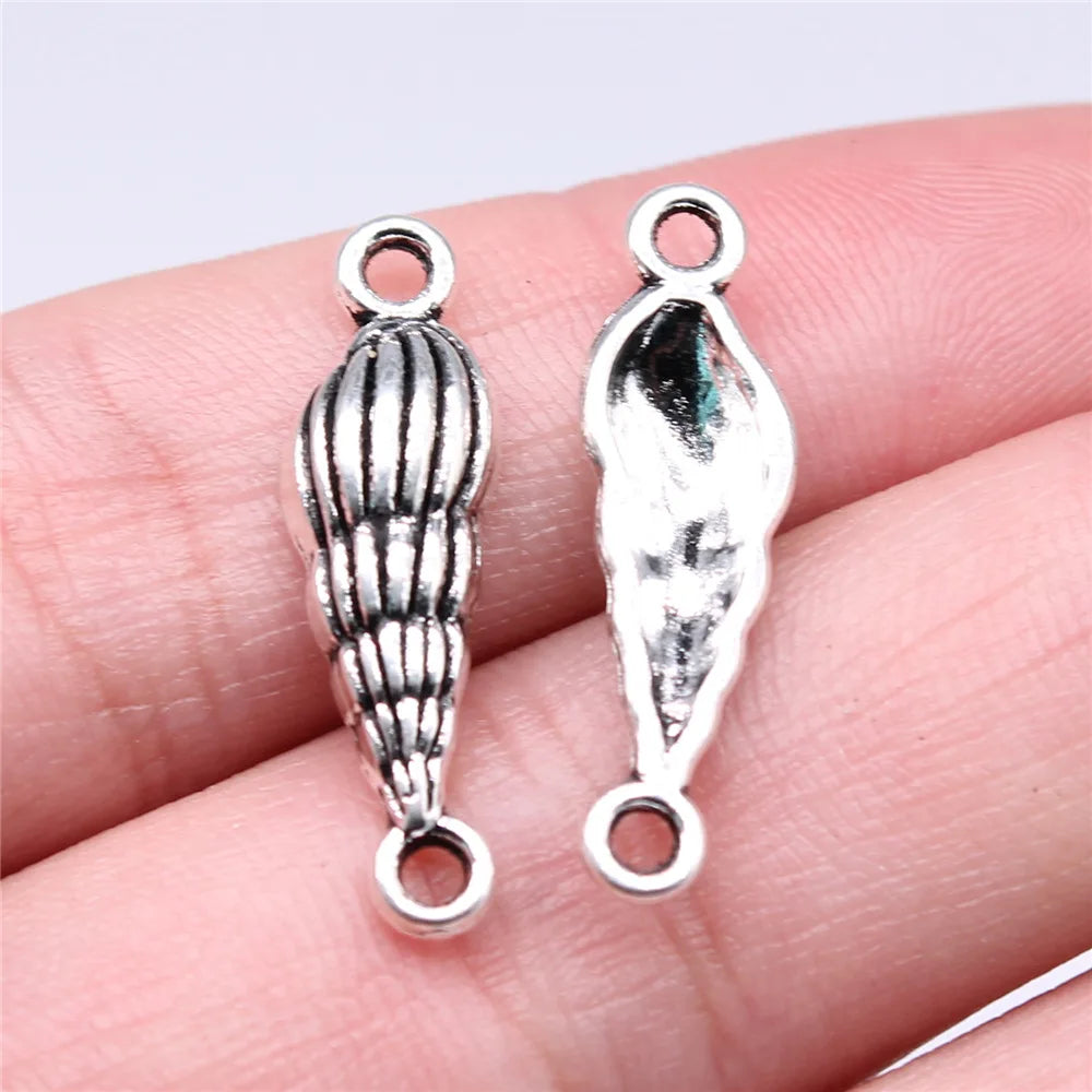 27x8mm 1.37g Antique Silver Zinc Alloy Conch Shell Connector Charm Pendant for DIY Jewelry Making