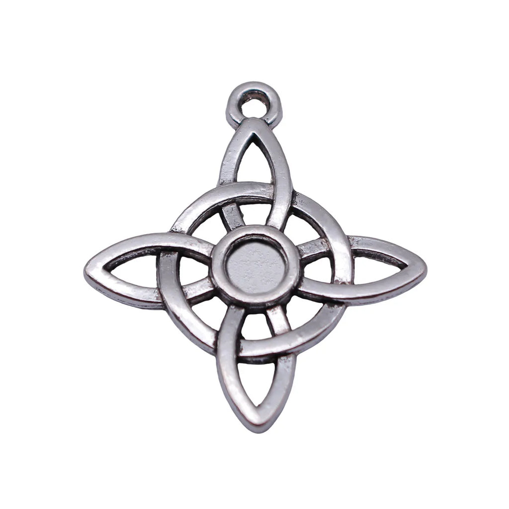 28x25mm 2.2g Antique Silver Zinc Alloy Hollow Cross Star Celtic Knot Charm Pendant for DIY Necklace Making