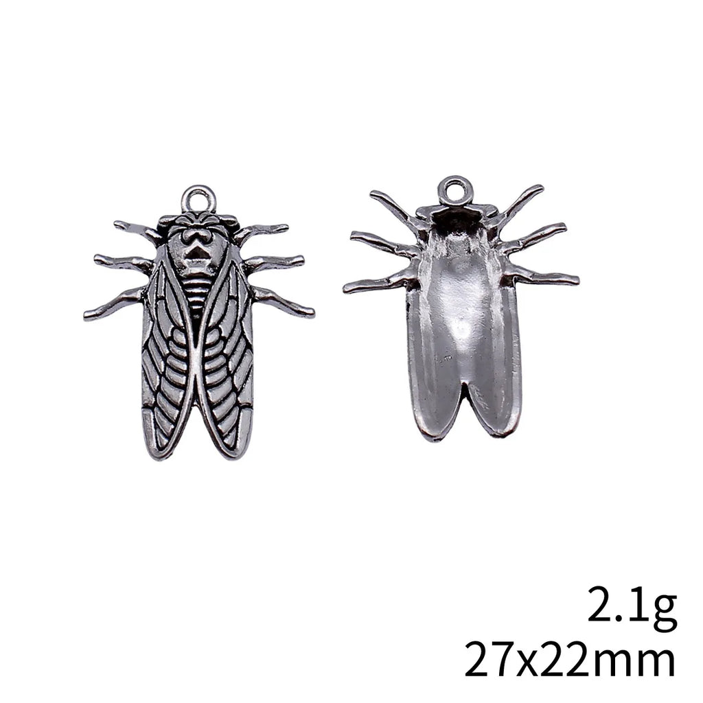 27x22mm 2.1g Multicolor Zinc Alloy Cicada Charm Pendant for DIY Necklace and Bracelet Jewelry Making