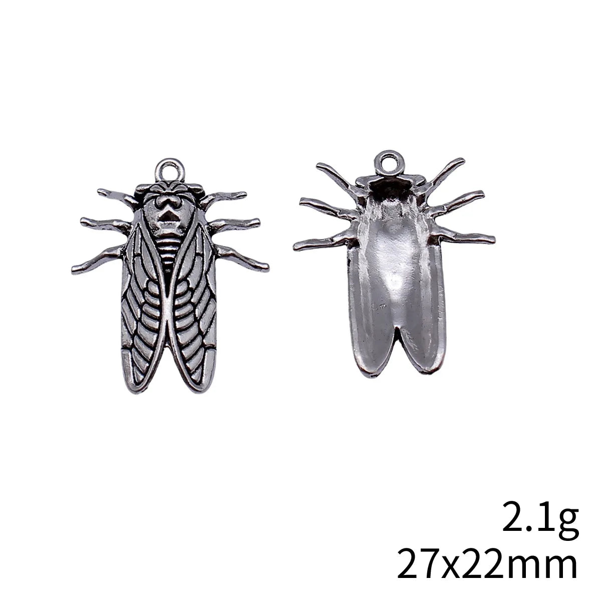 27x22mm 2.1g Multicolor Zinc Alloy Cicada Charm Pendant for DIY Necklace and Bracelet Jewelry Making