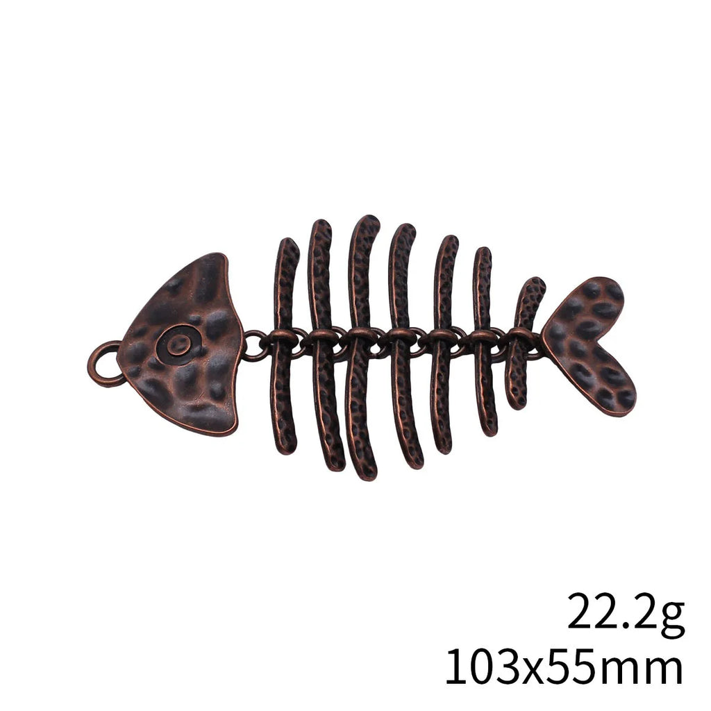 103x55mm 22.2g Multicolor Zinc Alloy Fishbone Fish Charm Pendant for DIY Necklace Jewelry Accessories