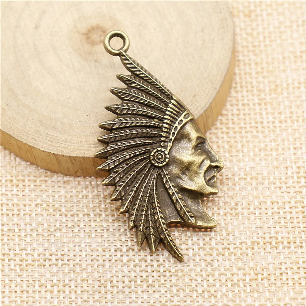 55x28mm 9g Multicolor Zinc Alloy Indian Chief Charm Pendant for DIY Necklace Jewelry Making
