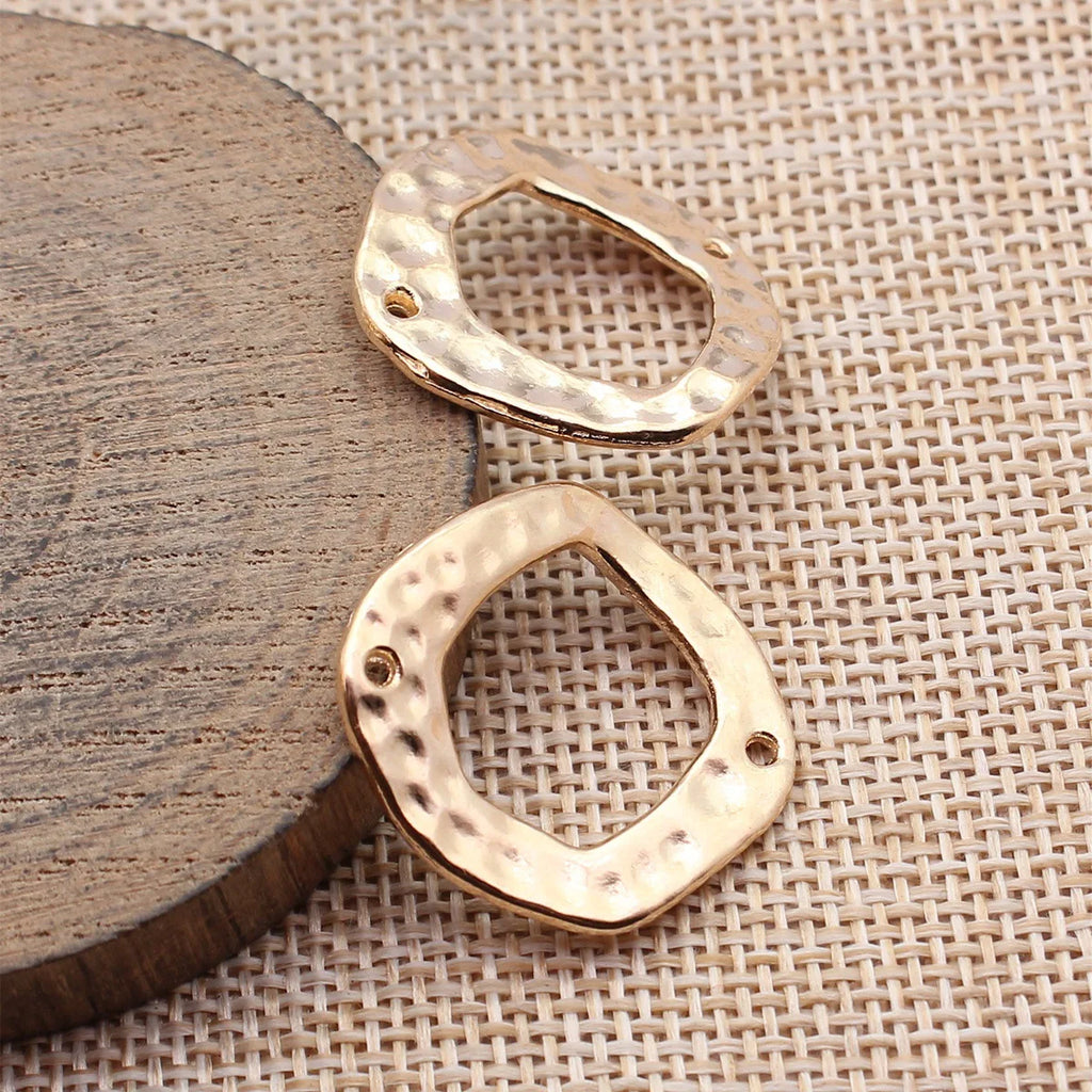 25x24mm 3g Multicolor Zinc Alloy Hammered Irregular Round Ring Connector Charm for DIY Jewelry