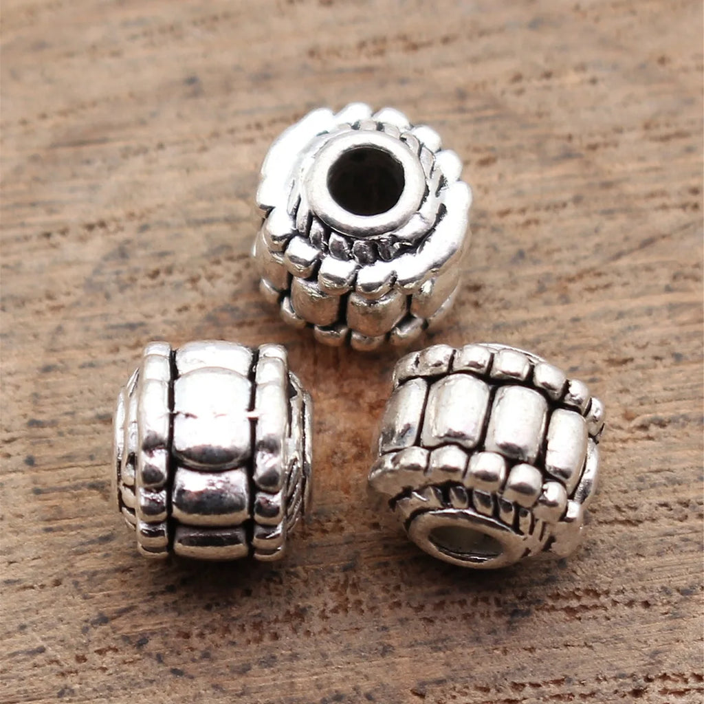 8.2x7.9x7.2mm 1.5g Antique silver zinc alloy striped loose metal beads for bracelet necklace jewelry making
