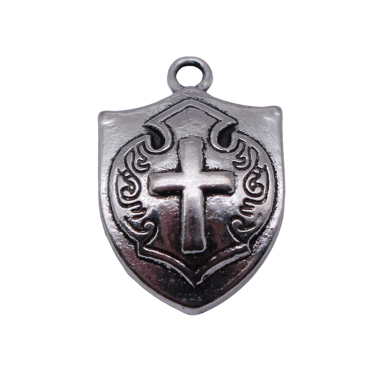 21x14mm 1.3g Antique Silver Zinc Alloy Cross Shield Charm Pendant for DIY Bracelet Necklace Making