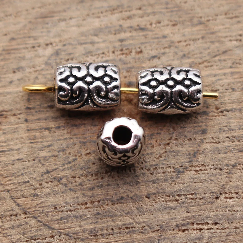 7.7x5.8x5mm 0.75g Multicolor Zinc Alloy Textured Loose Metal Spacer Beads for DIY Bracelet Jewelry Making
