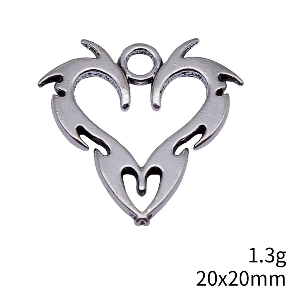 20x20mm 1.3g Antique Silver Zinc Alloy Heart Charm Pendant for DIY Necklace and Bracelet Making