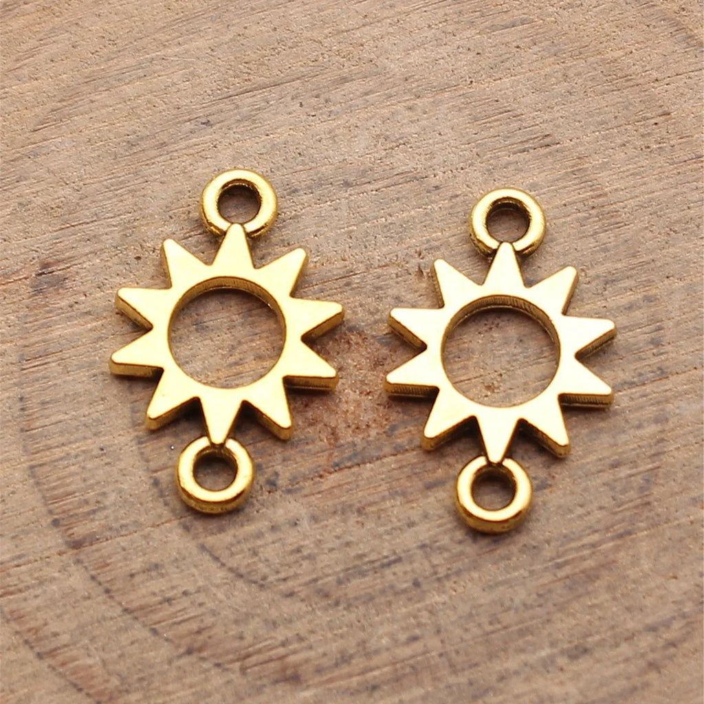 17x11mm 0.62g Antique Gold Zinc Alloy Sun Connector Charm for DIY Bracelet Necklace Making