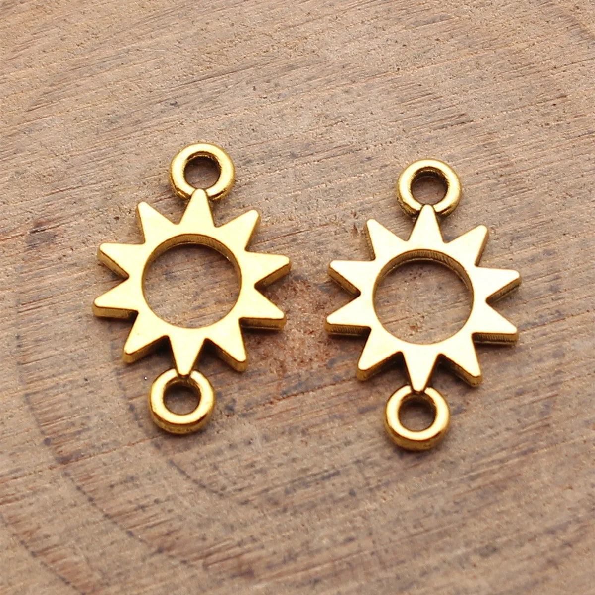 17x11mm 0.62g Antique Gold Zinc Alloy Sun Connector Charm for DIY Bracelet Necklace Making