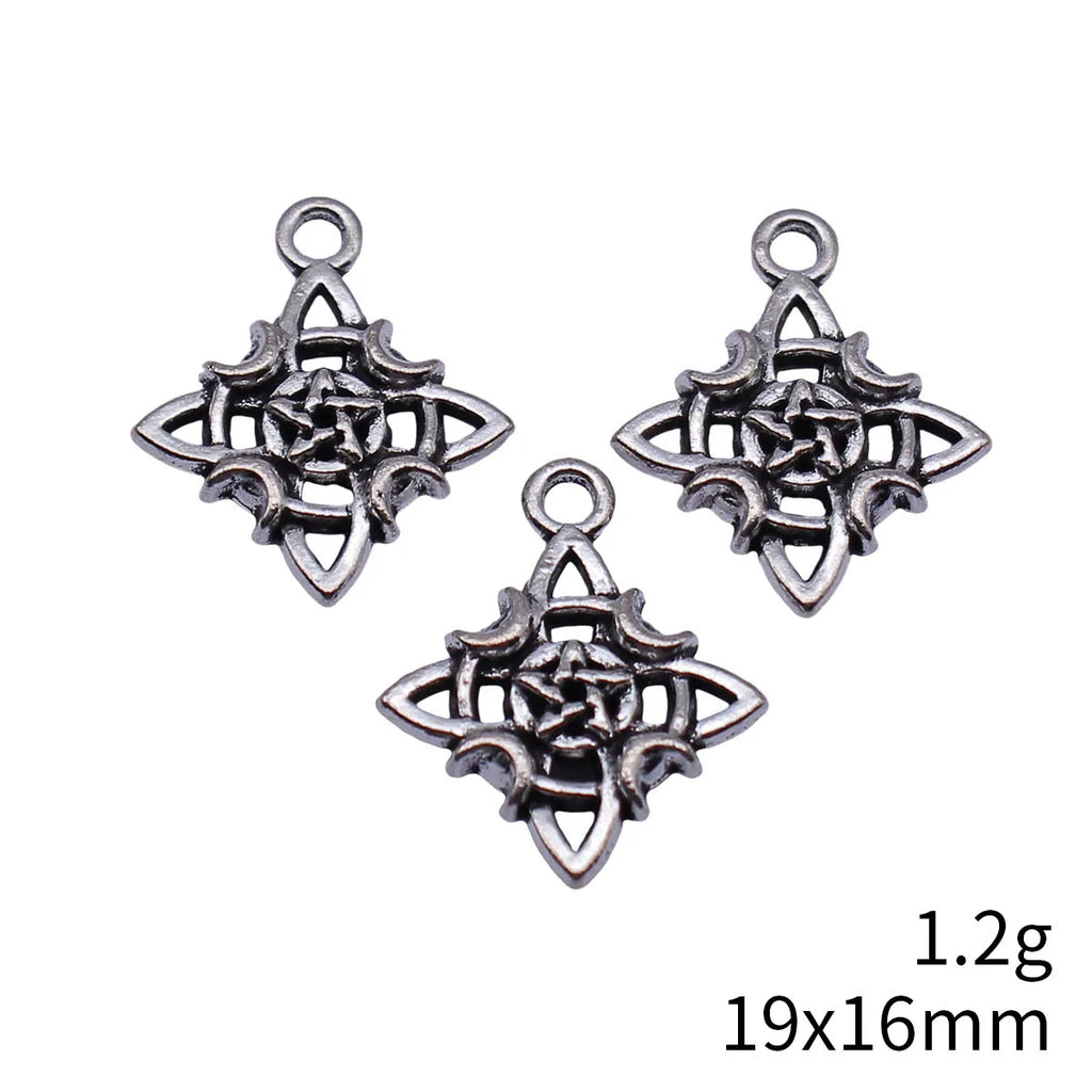 19x16mm 1.2g Antique Silver Zinc Alloy Moon Five Point Star Charm Pendant for DIY Celestial Jewelry