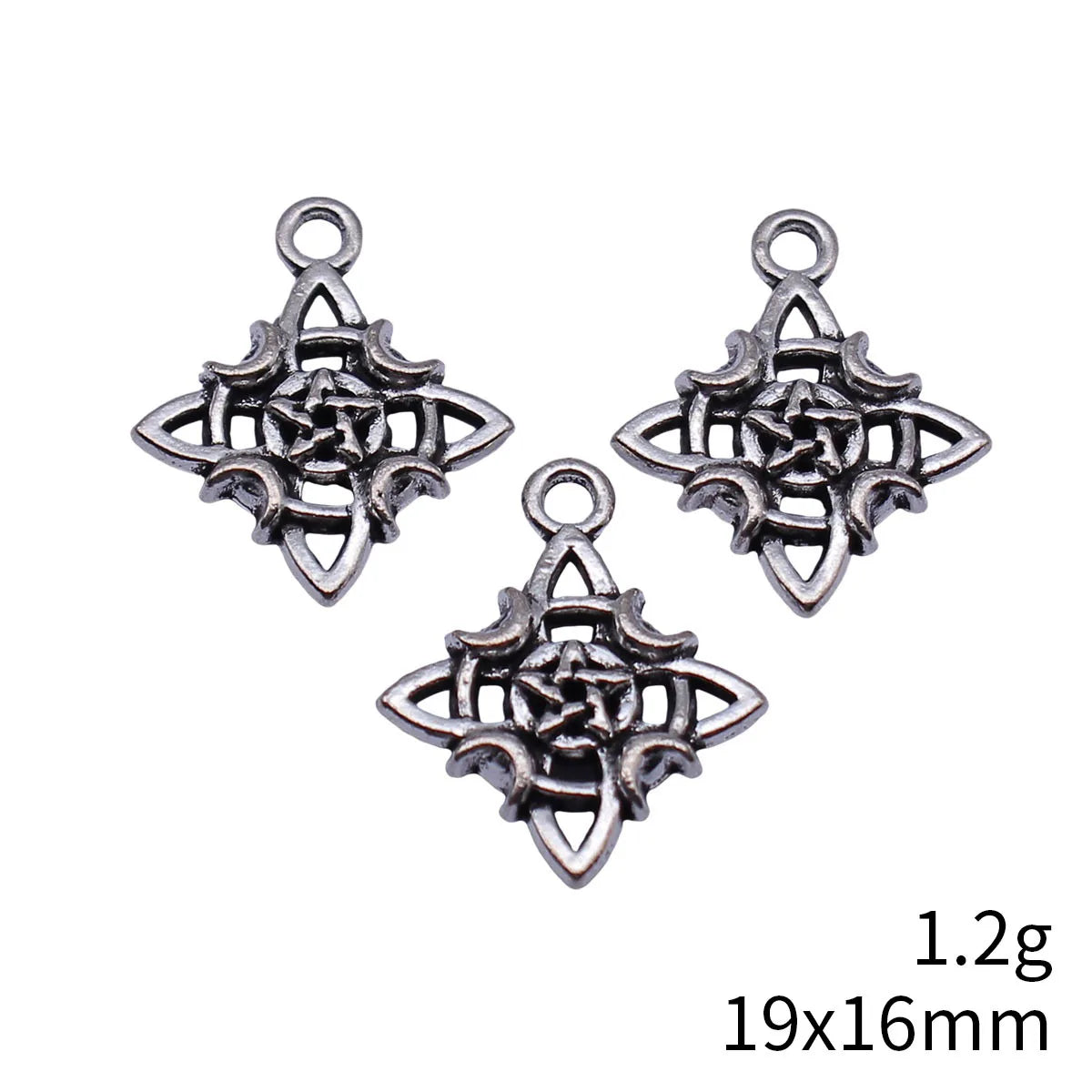 19x16mm 1.2g Antique Silver Zinc Alloy Moon Five Point Star Charm Pendant for DIY Celestial Jewelry