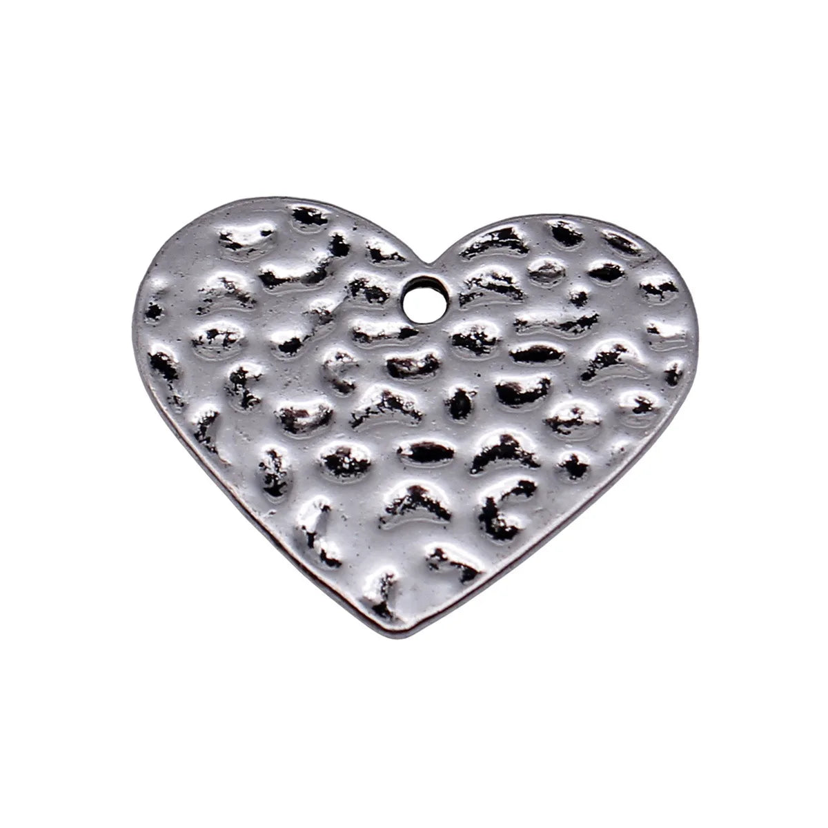 28x24mm 3.3g Antique Silver Zinc Alloy Hammered Geometric Heart Charm Pendant for Necklace Making