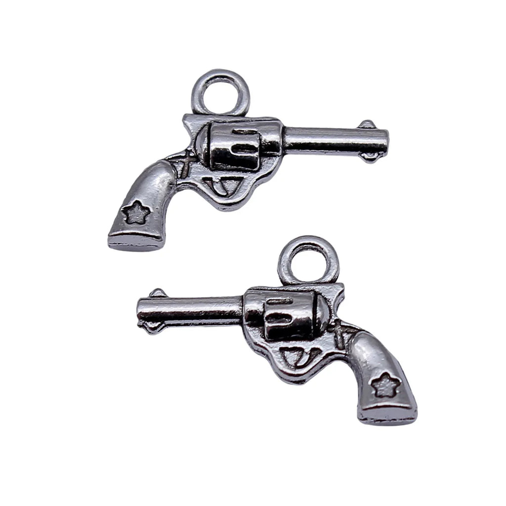 11x22mm 1.1g Antique Silver Zinc Alloy Pistol Charm Pendant for DIY Necklace Bracelet Making