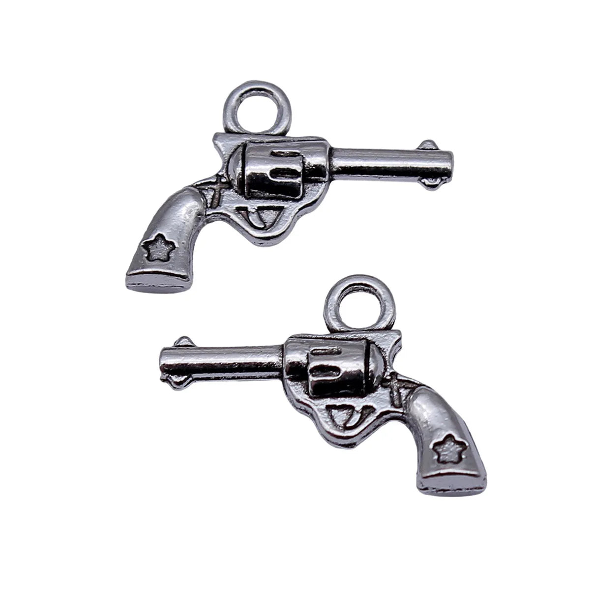 11x22mm 1.1g Antique Silver Zinc Alloy Pistol Charm Pendant for DIY Necklace Bracelet Making