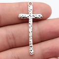47x21mm 2.8g Multicolor Zinc Alloy Hammered Cross Charm Pendant for DIY Necklace Jewelry Making