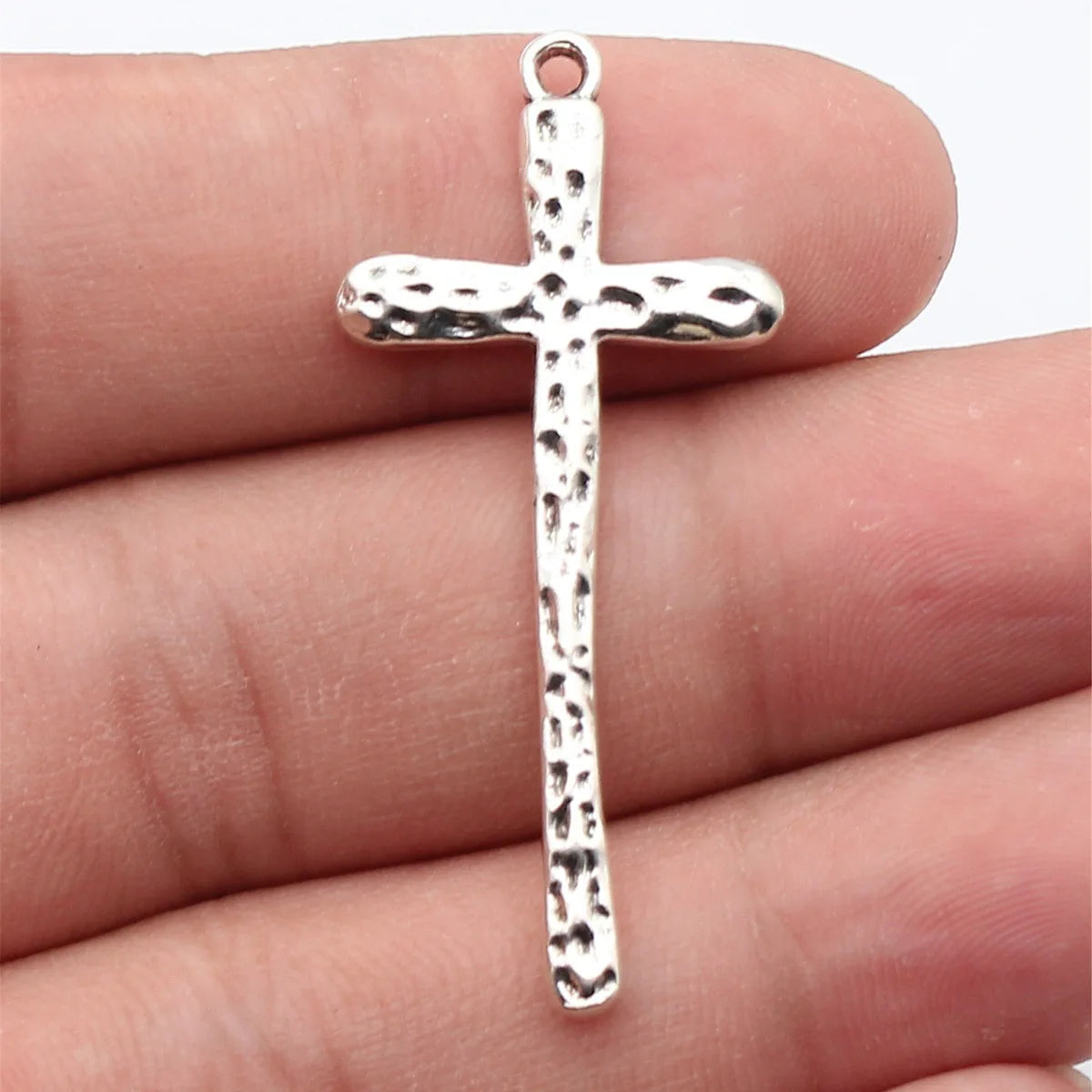 47x21mm 2.8g Multicolor Zinc Alloy Hammered Cross Charm Pendant for DIY Necklace Jewelry Making