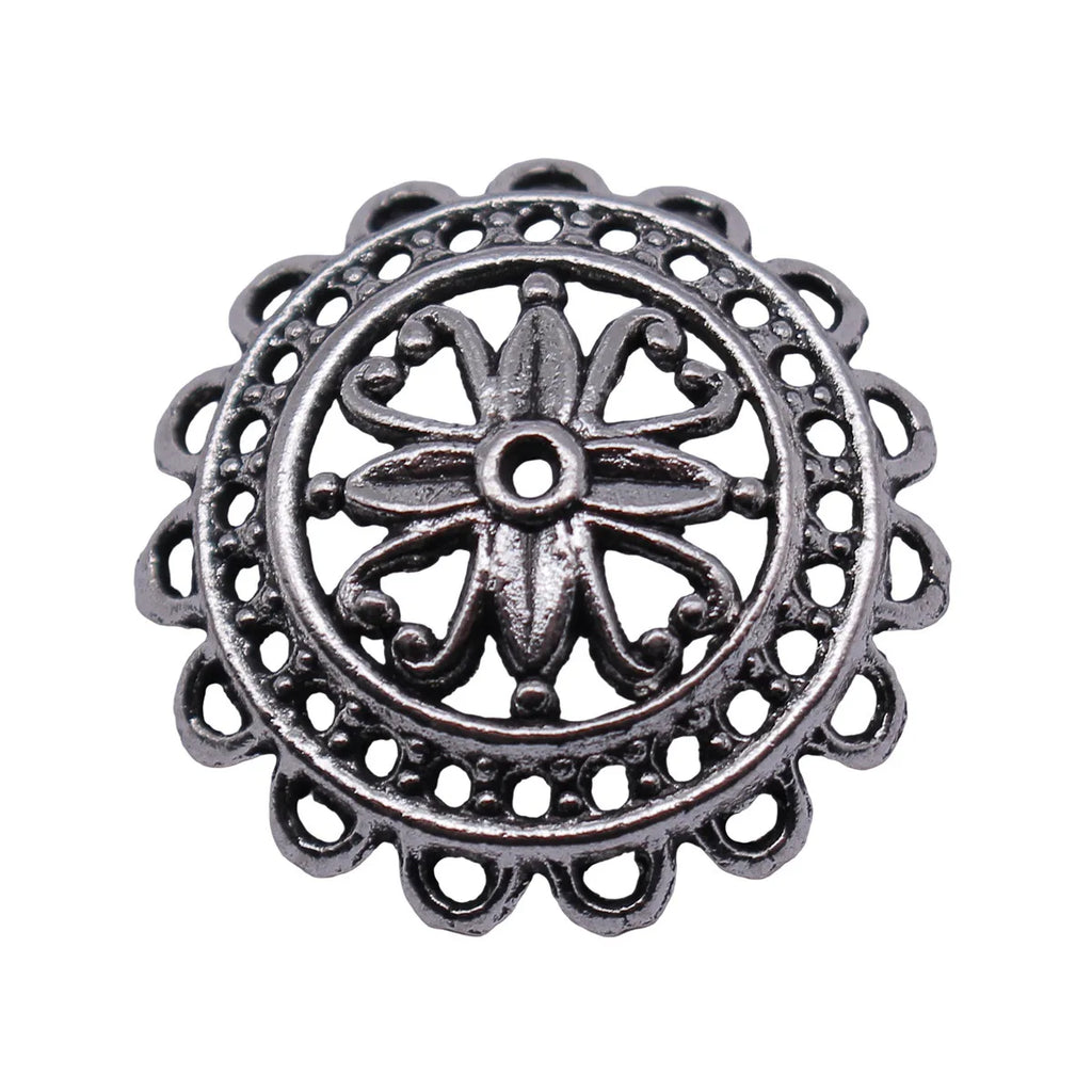 26x26x8mm 3g Antique Silver Zinc Alloy Hollow Flower Bead Cap Jewelry Findings for DIY Bead Crafts