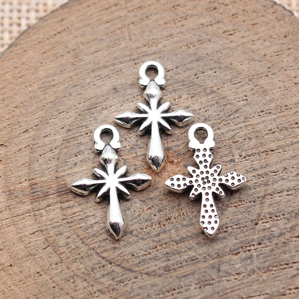 18x12mm 0.6g Multicolor Zinc Alloy Cross Starburst charm pendant for DIY bracelet necklace jewelry making