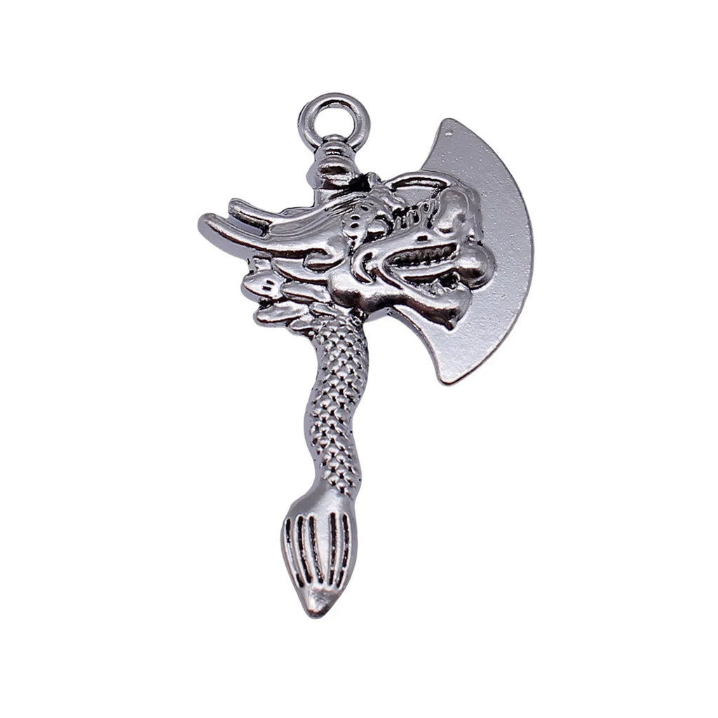 49x29mm 8.1g Antique Silver Zinc Alloy Dragon Head Axe Charm Pendant for DIY Necklace Bracelet Jewelry