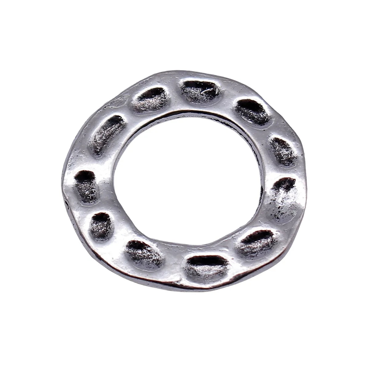 24x24mm 2.7g Antique Silver Zinc Alloy Hammered Round Ring Charm Pendant for DIY Jewelry Making