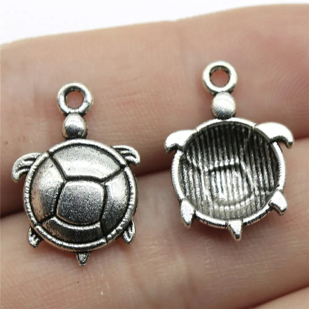22x15mm 1.1g Antique Silver Zinc Alloy Turtle Charm Pendant for Necklace Bracelet Jewelry Making
