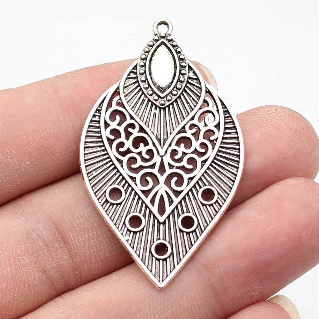 51x30mm 5.8g Multicolor Zinc Alloy Hollow Spindle Earring Charms for DIY Earrings Jewelry Making
