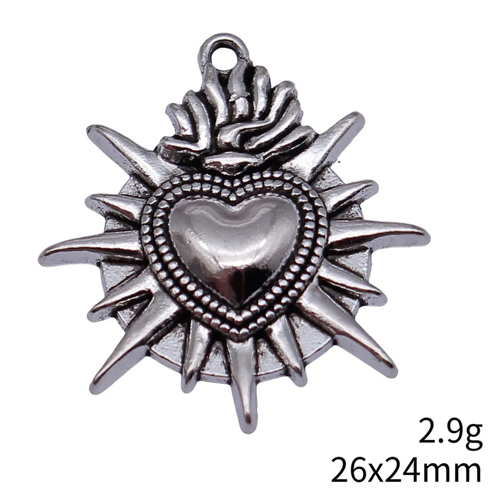 26x24mm 2.9g Antique Silver Zinc Alloy Gothic Heart Charm Pendant for DIY Necklace Jewelry Making