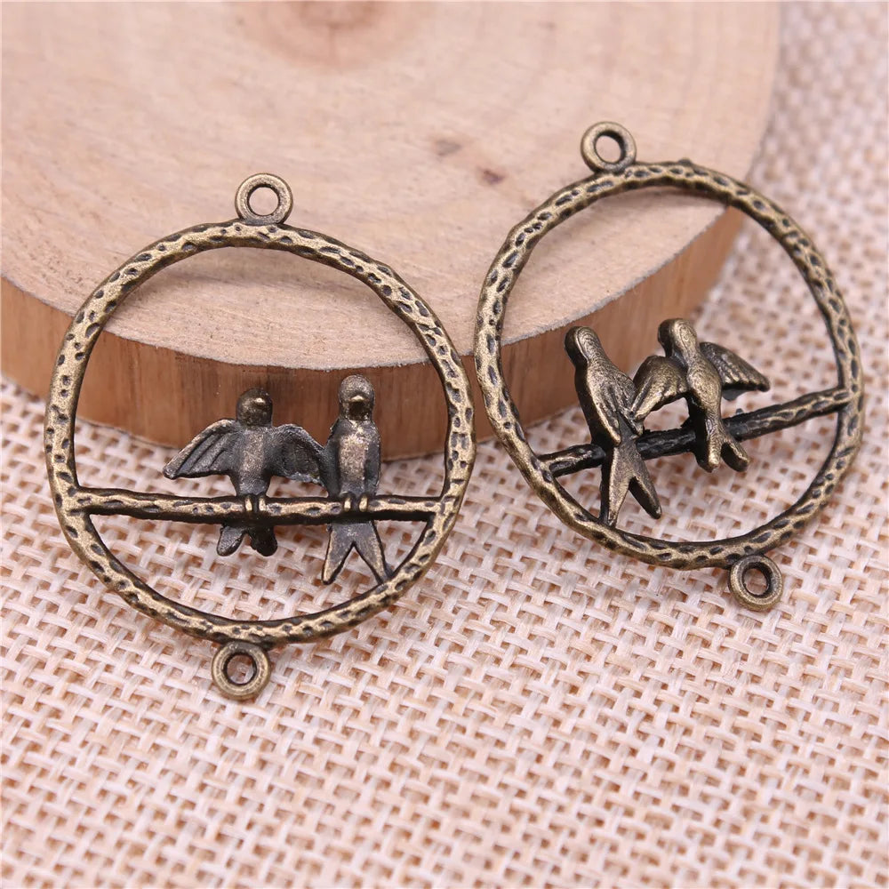 33x27mm 1.9g Multicolor Zinc Alloy Paired Birds Connector Charm for DIY Necklace Bracelet Making