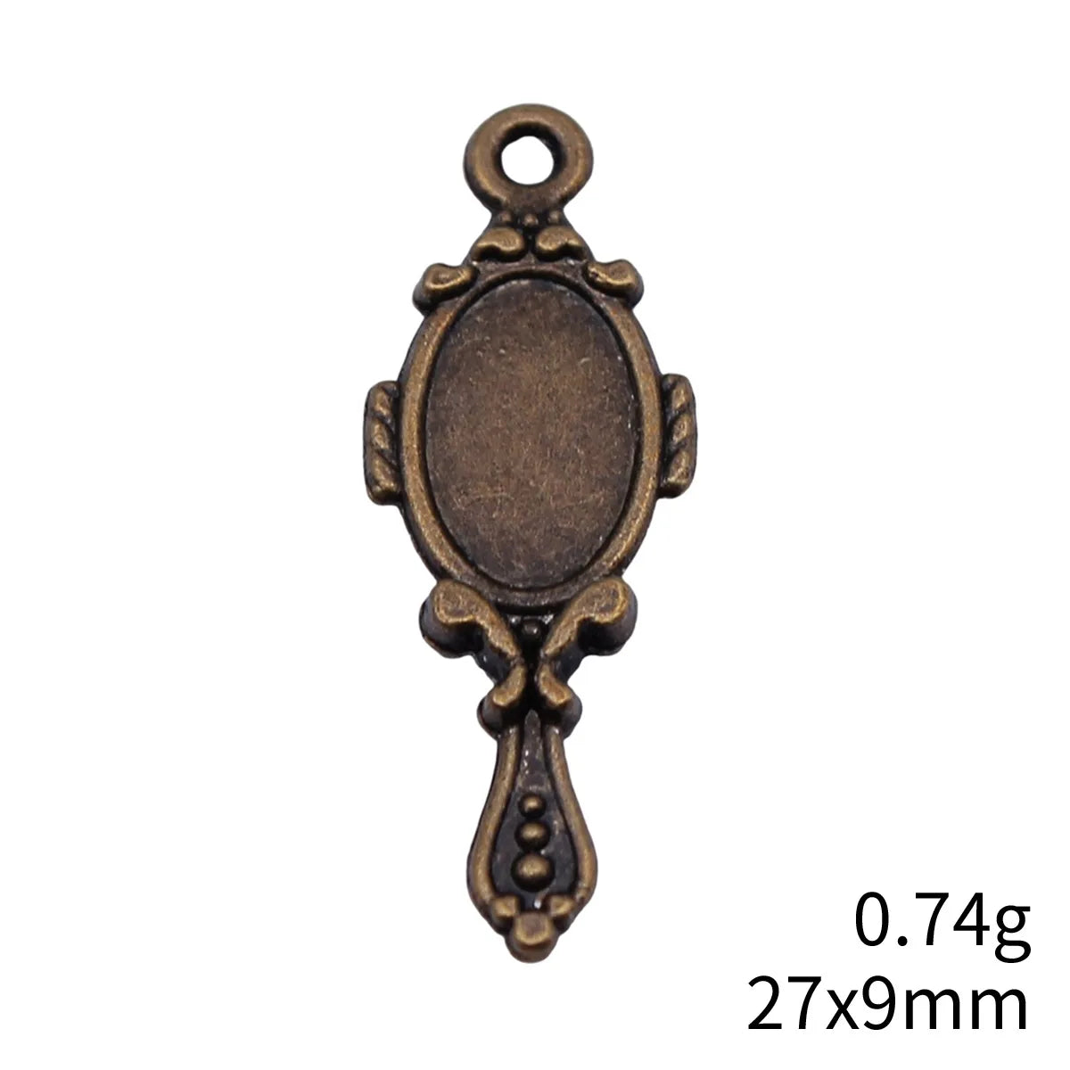 27x9mm 0.74g Multi Color Zinc Alloy Double Sided Vanity Mirror Charm Pendant for DIY Jewelry Making