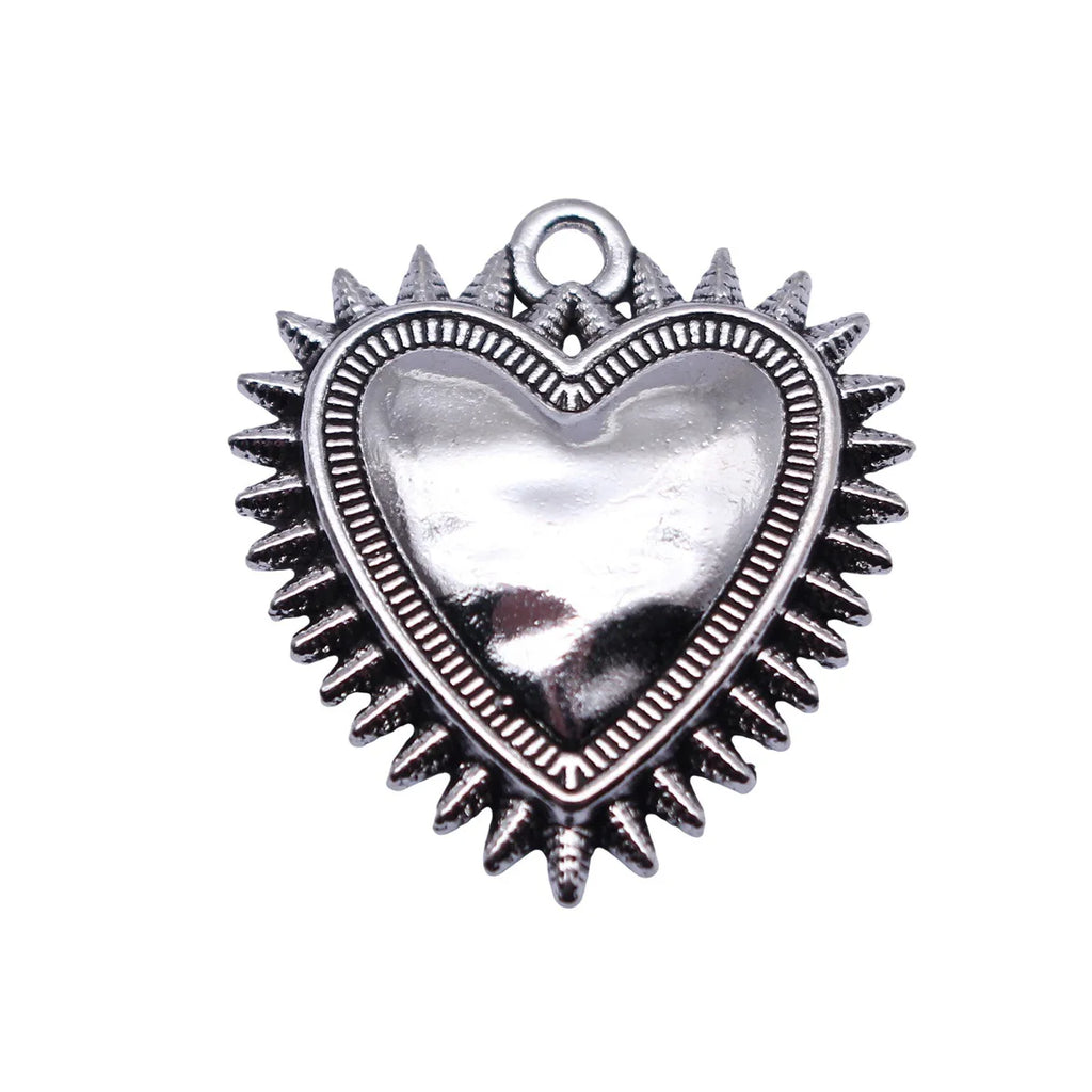 27x25mm 2.9g Antique Silver Zinc Alloy Thorn Heart Charm Pendant for DIY Necklace Bracelet Making