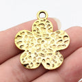 42x37mm 5.4g Antique Gold Zinc Alloy Hammered Flower Charm Pendant for DIY Necklace Making