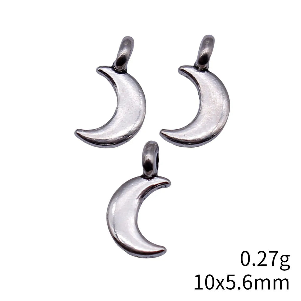 10x5.6mm 0.27g Antique Silver Zinc Alloy Moon Charm Pendant for DIY Necklace Earring Bracelet Making