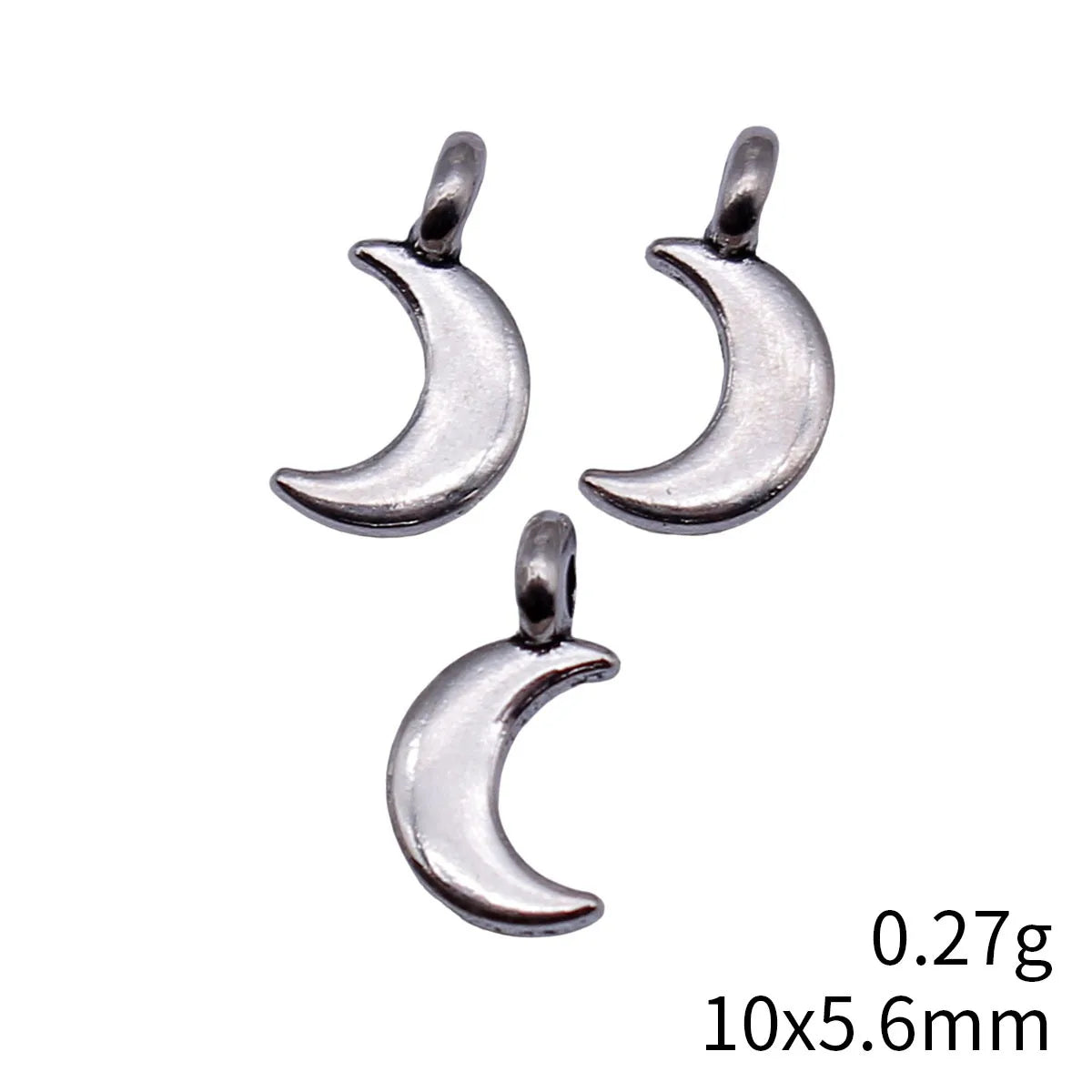10x5.6mm 0.27g Antique Silver Zinc Alloy Moon Charm Pendant for DIY Necklace Earring Bracelet Making