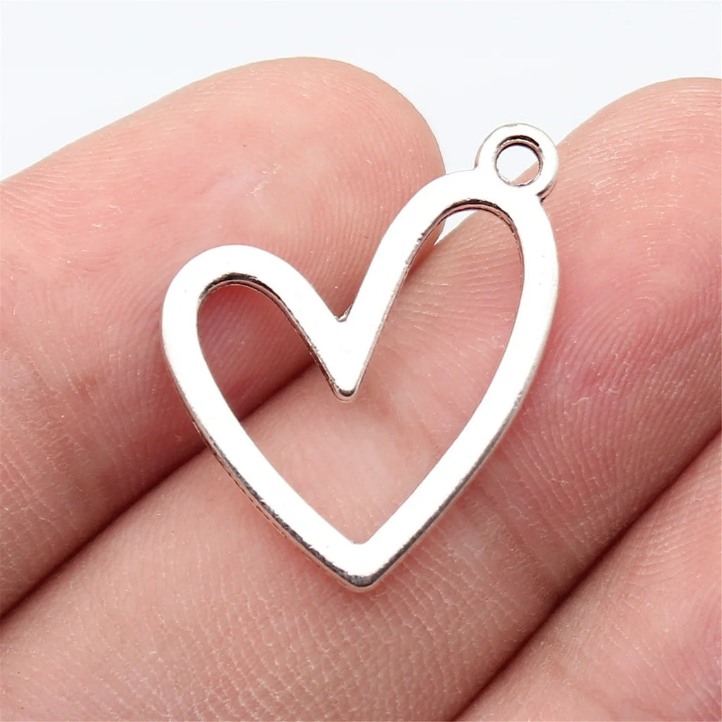 22x20mm 1.2g Multicolor Zinc Alloy Geometric Hollow Heart Charm Pendant for DIY Jewelry Making