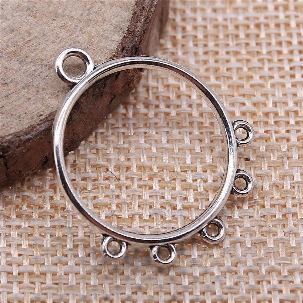 29x25mm 1.3g Multicolor Zinc Alloy Round Earring Connector Charm for DIY Earrings Jewelry Making