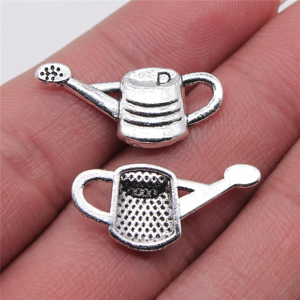 12x25mm 1g Antique Silver Zinc Alloy Watering Can Charm Pendant for DIY Necklace Jewelry Making