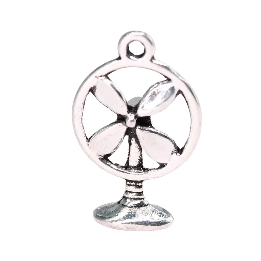21x13mm 1.1g Antique Silver Zinc Alloy Electric Fan Charm Pendant for DIY Necklace Bracelet Making