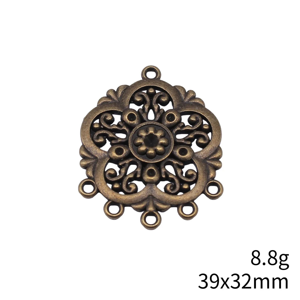 39x32mm 8.8g Antique Bronze Zinc Alloy Flower Earring Connector Charm for DIY Earrings Jewelry