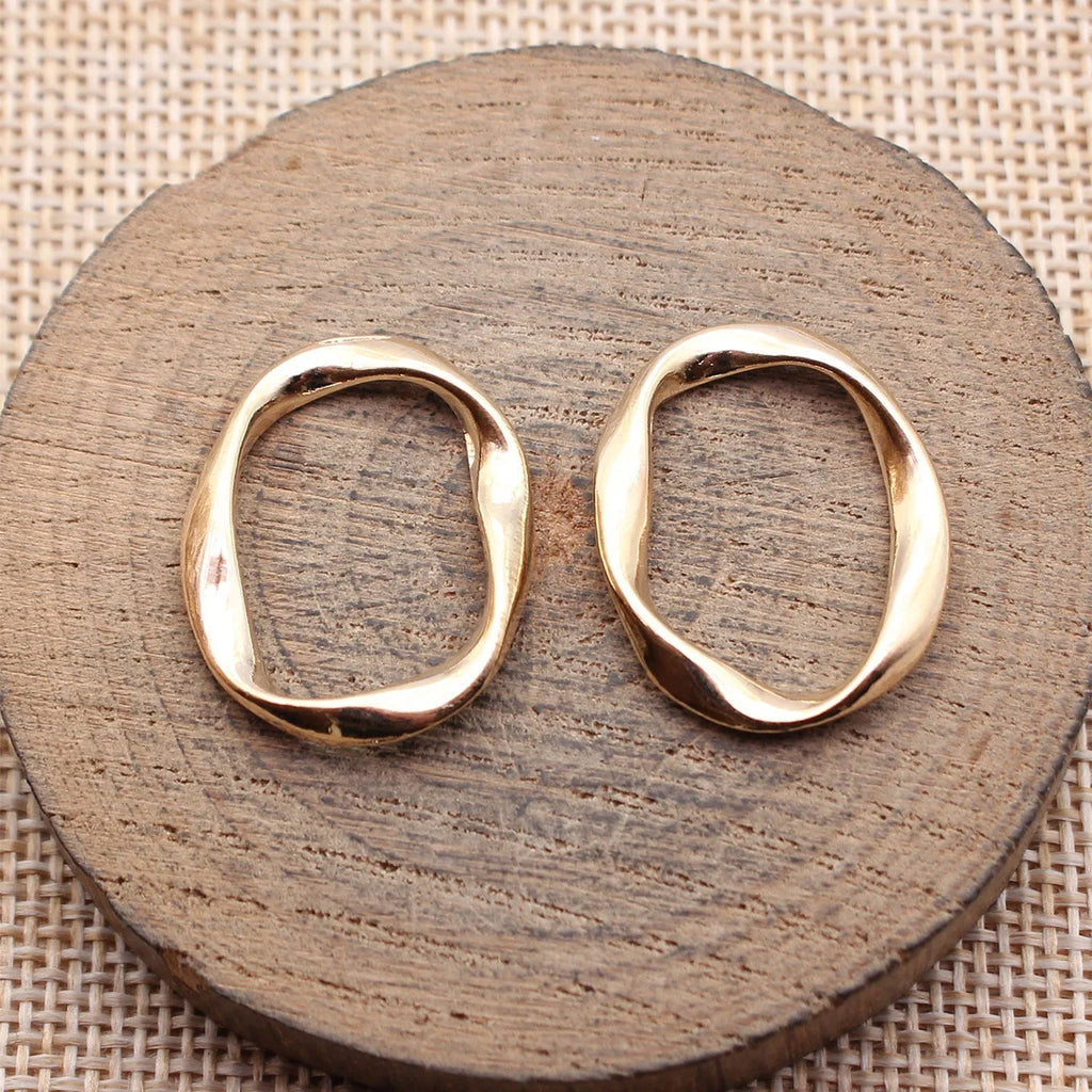 25x20mm 1.7g Multicolor Zinc Alloy Irregular Hollow Twisted Geometric Oval Ring Charm Pendant for DIY Jewelry