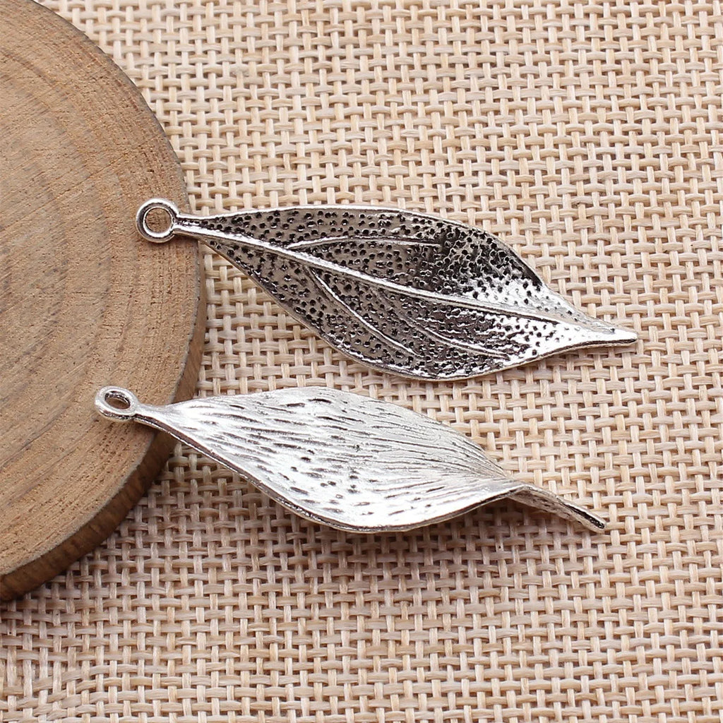 49x16mm 2.9g Multicolor Zinc Alloy Twisted Leaf Charm Pendant for DIY Necklace Bracelet Making