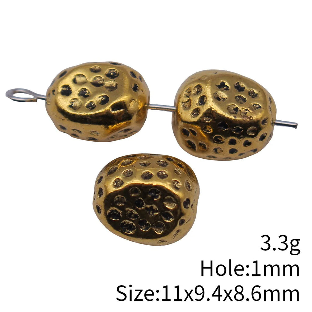 11x9.4x8.6mm 3.3g Antique Gold Zinc Alloy Hammered Irregular Spacer Beads for DIY Bracelet Jewelry Making
