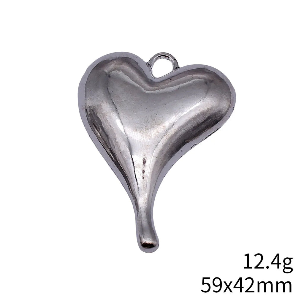 59x42mm 12.4g Antique Silver Zinc Alloy Smooth Heart Charm Pendant for Necklace Jewelry Making