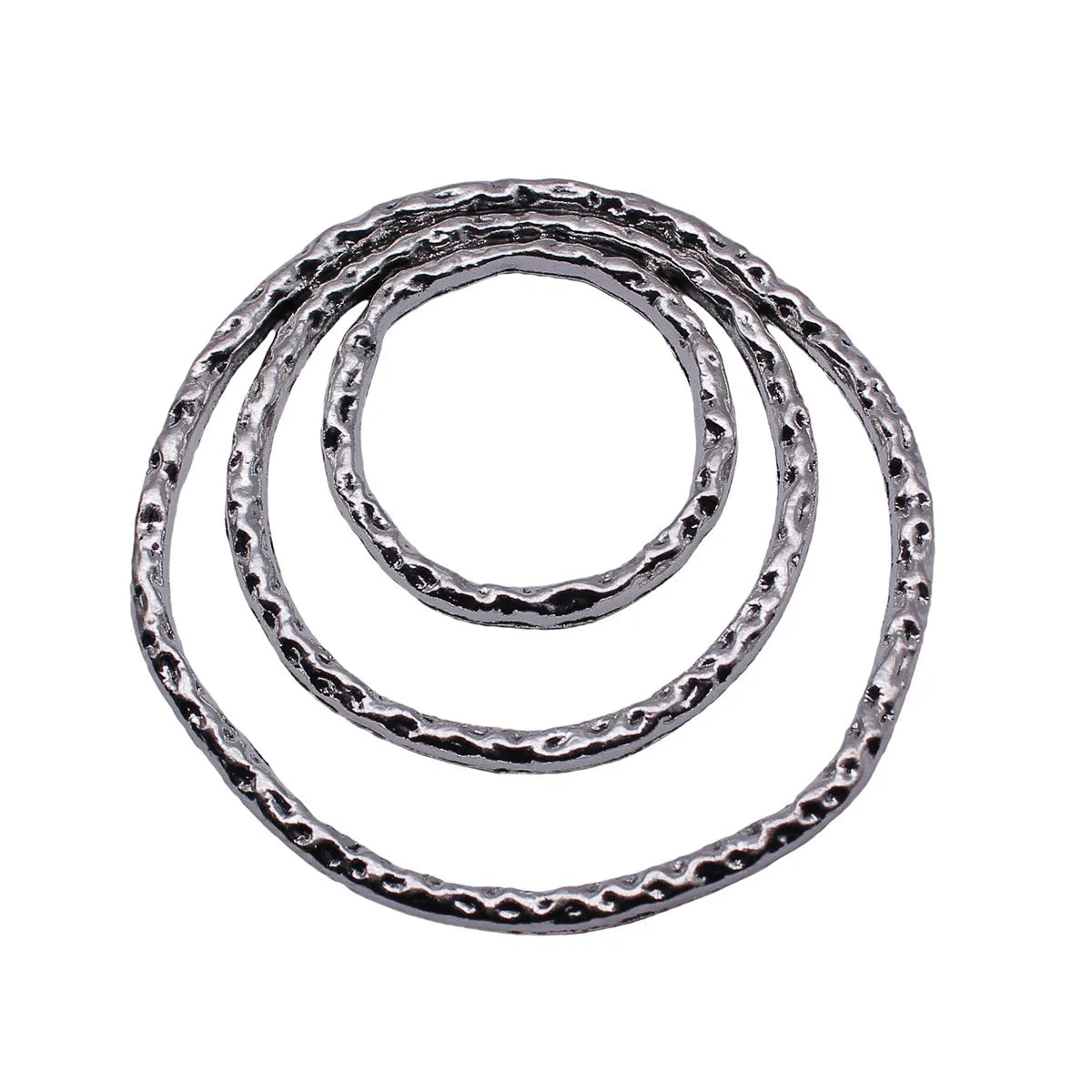 71x69mm 21.3g Antique Silver Zinc Alloy Triple Hammered Round Ring Pendant for DIY Jewelry Making