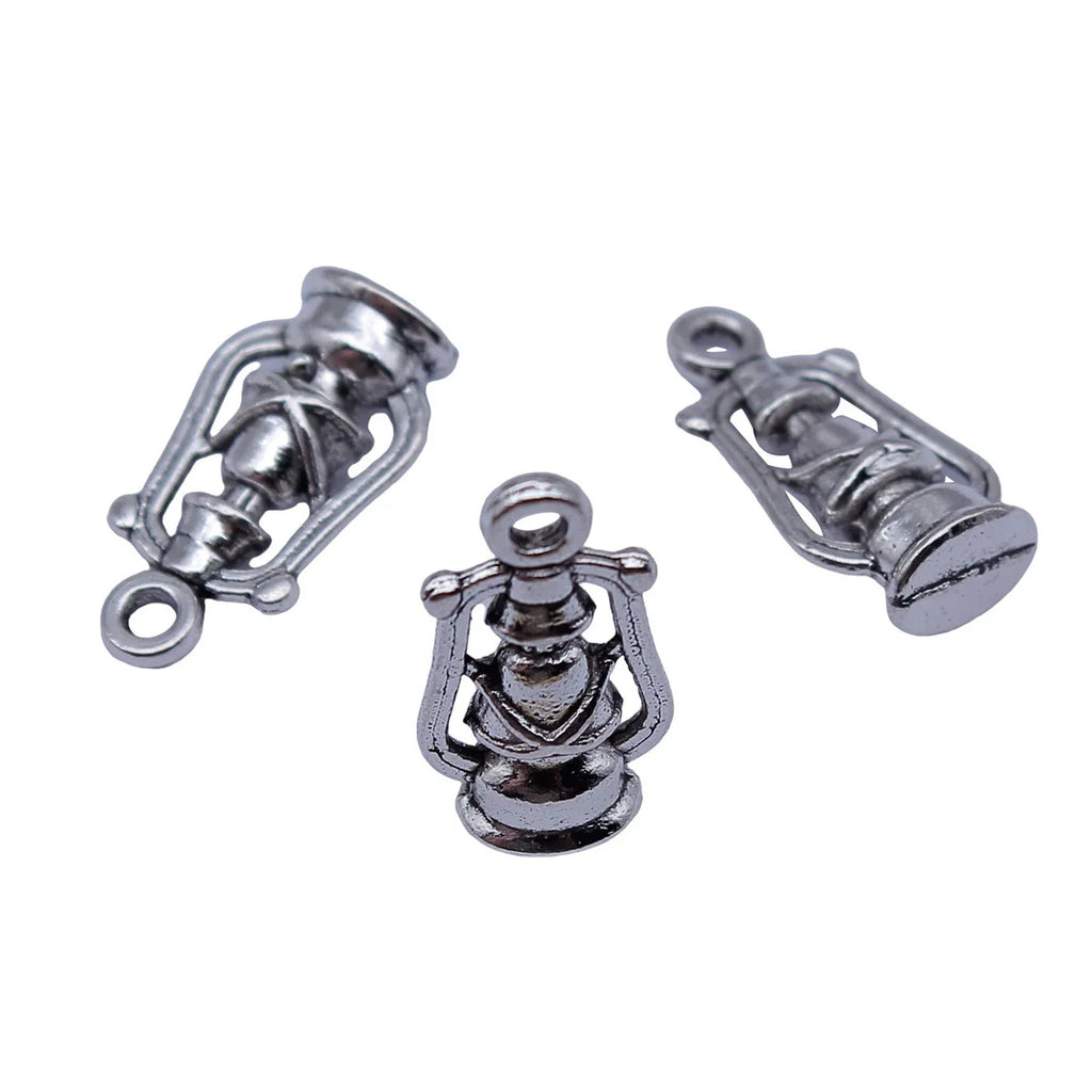 20x10x6mm 1.8g Antique Silver Zinc Alloy Kerosene Lamp Charm Pendant for DIY Vintage Jewelry Making