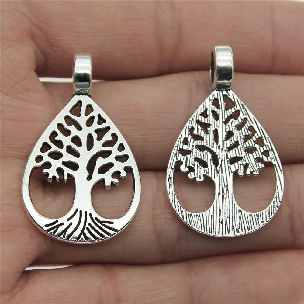 21x35mm 3g Antique Silver Zinc Alloy Tree of Life Charm Pendant for DIY Necklace Jewelry Making