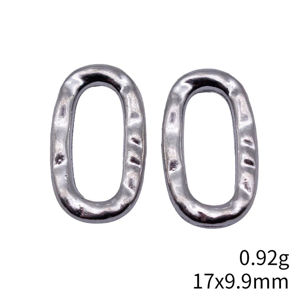 17x9.9mm 0.92g Antique Silver Zinc Alloy Hammered Oval Ring Connector Charm for DIY Bracelet Necklace