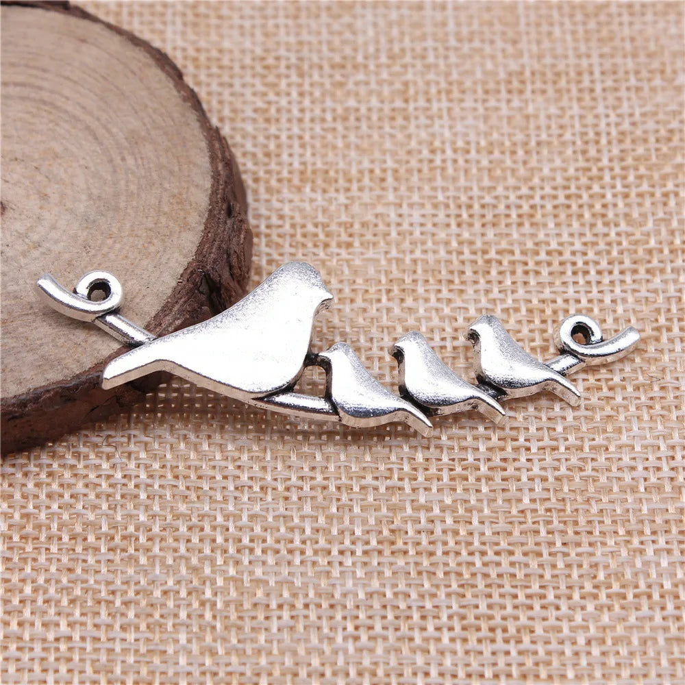 66x17mm 4.8g Multicolor Zinc Alloy Bird Connector Charm for DIY Bracelet Necklace Jewelry Making
