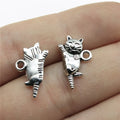 20x12mm 1.1g Antique Silver Zinc Alloy Scratching Cat Charm Pendant for Necklace Bracelet DIY Making