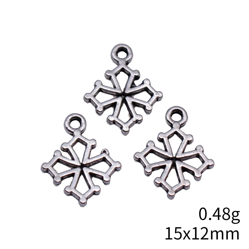 15x12mm 0.48g Antique Silver Zinc Alloy Hollow Cross Charm Pendant for DIY Religious Jewelry Making