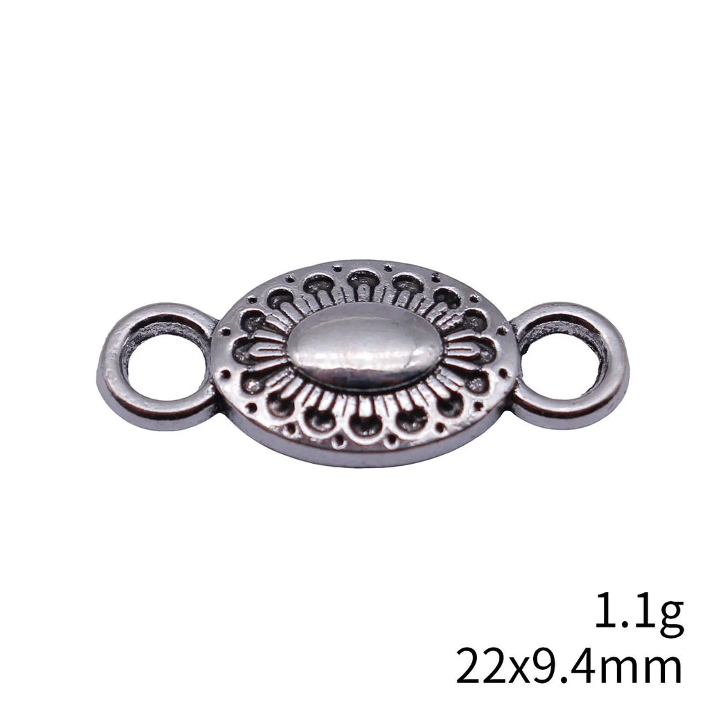 22x9.4mm 1.1g Antique Silver Zinc Alloy Oval Round Connector Charm for DIY Bracelet Necklace Jewelry